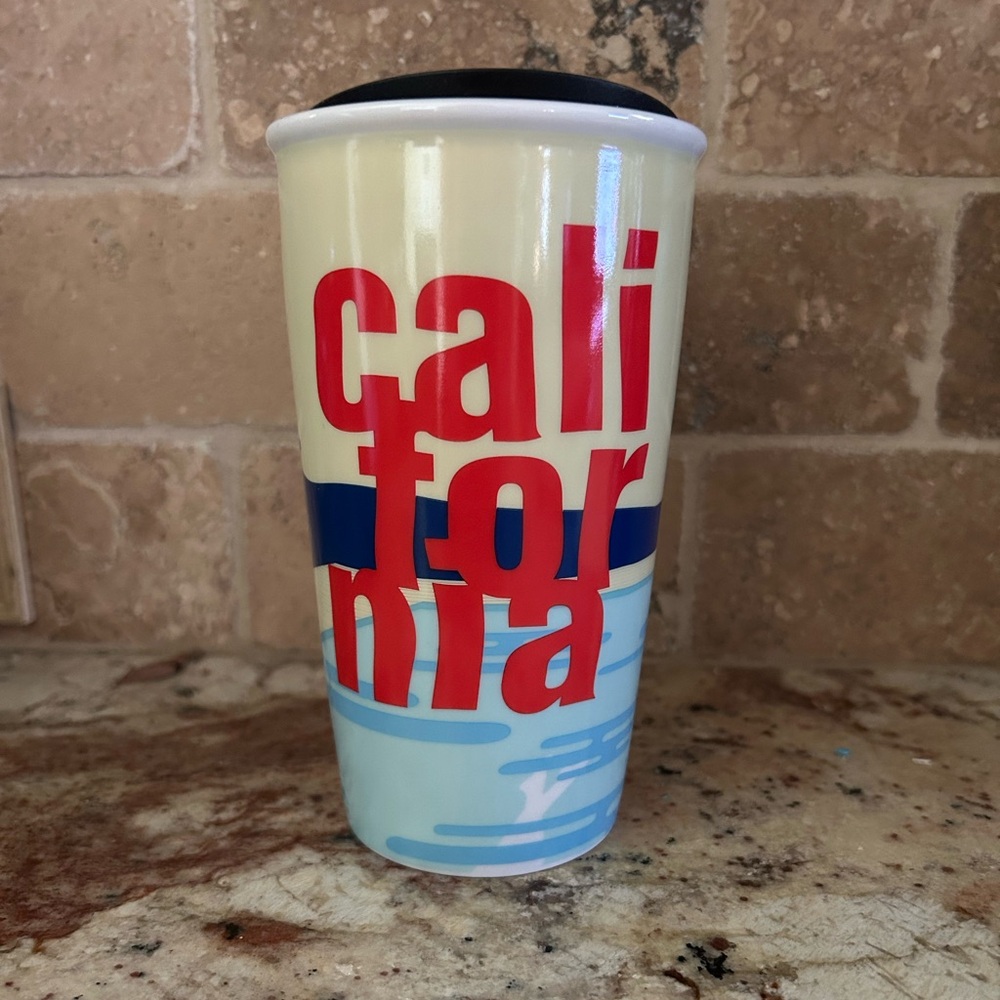 Starbucks California Ceramic Tumbler- Cream and Red NWT